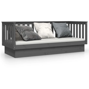 vidaXL Lit de jour Gris 75x190 cm Bois de pin massif pas cher