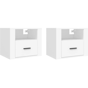 vidaXL Tables de chevet murales 2 pcs Blanc 50x36x40 cm pas cher