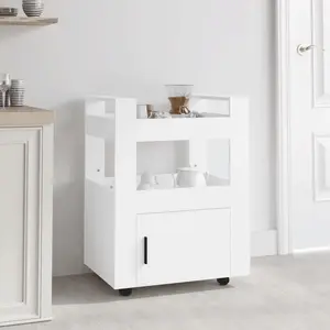 vidaXL Chariot de cuisine Blanc 60x45x80 cm Bois d'ingénierie pas cher