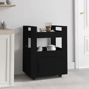 vidaXL Chariot de cuisine Noir 60x45x80 cm Bois d'ingénierie pas cher