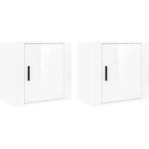 vidaXL Tables de chevet murales 2 pcs Blanc brillant 50x30x47 cm pas cher