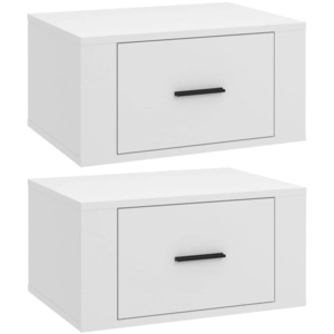 vidaXL Tables de chevet murales 2 pcs Blanc 50x36x25 cm pas cher