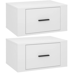 vidaXL Tables de chevet murales 2 pcs Blanc brillant 50x36x25 cm pas cher