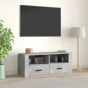 vidaXL Meuble TV Gris béton 100x35x40 cm Bois d'ingénierie pas cher