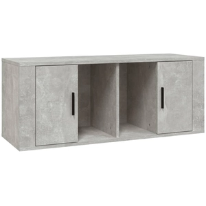 vidaXL Meuble TV Gris béton 100x35x40 cm Bois d'ingénierie pas cher