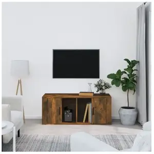 vidaXL Meuble TV Chêne fumé 100x35x40 cm Bois d'ingénierie pas cher