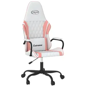 vidaXL Chaise de jeu Blanc et rose Similicuir pas cher