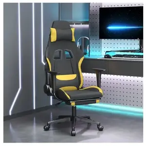 vidaXL Chaise de jeu avec repose-pied Noir et jaune Tissu pas cher