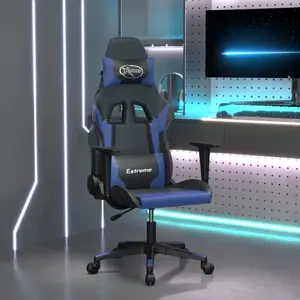 vidaXL Chaise de jeu Noir et bleu Similicuir pas cher