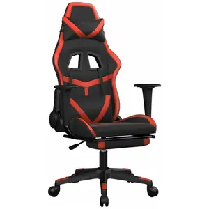 vidaXL Chaise de jeu avec repose-pied Noir et rouge Similicuir pas cher