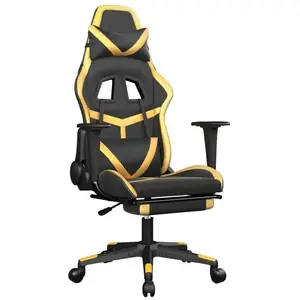 vidaXL Chaise de jeu avec repose-pied Noir et doré Similicuir pas cher
