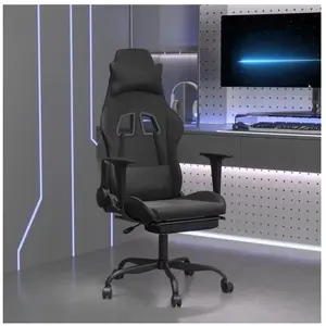 vidaXL Chaise de jeu avec repose-pied Noir Similicuir pas cher