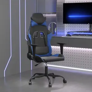 vidaXL Chaise de jeu Noir et bleu Similicuir pas cher