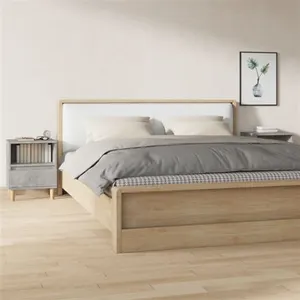 vidaXL Tables de chevet 2 pcs Gris béton 40x35x50 cm pas cher