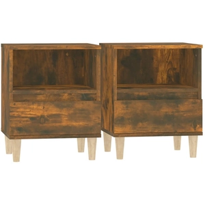 vidaXL Tables de chevet 2 pcs Chêne fumé 40x35x50 cm pas cher