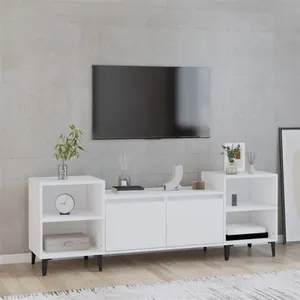 vidaXL Meuble TV Blanc 160x35x55 cm Bois d'ingénierie pas cher