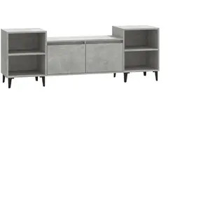 vidaXL Meuble TV Gris béton 160x35x55 cm Bois d'ingénierie pas cher