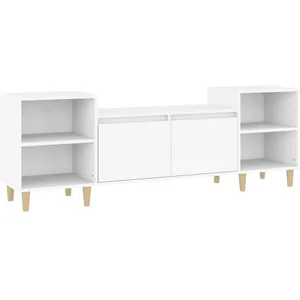 vidaXL Meuble TV Blanc 160x35x55 cm Bois d'ingénierie pas cher