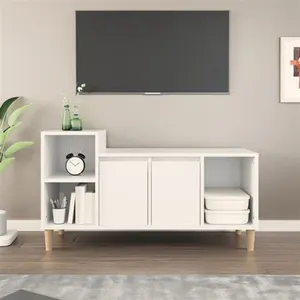 vidaXL Meuble TV Blanc 100x35x55 cm Bois d'ingénierie pas cher