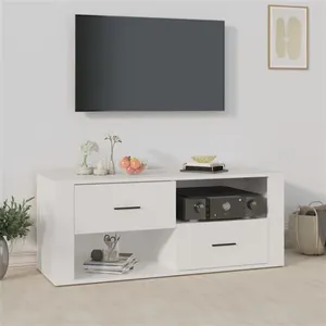 vidaXL Meuble TV Blanc 100x35x40 cm Bois d'ingénierie pas cher