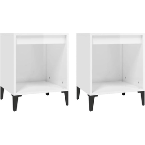 vidaXL Tables de chevet 2 pcs Blanc brillant 40x35x50 cm pas cher