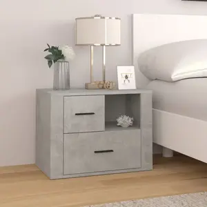 vidaXL Table de chevet Gris béton 60x36x45 cm Bois d'ingénierie pas cher