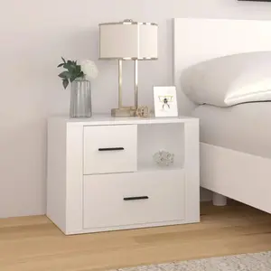 vidaXL Table de chevet Blanc 60x36x45 cm Bois d'ingénierie pas cher