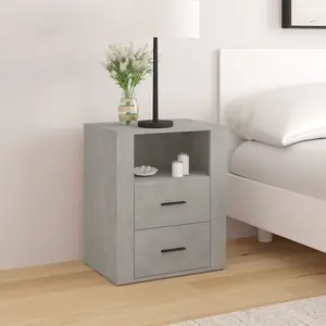 vidaXL Table de chevet Gris béton 50x36x60 cm Bois d'ingénierie pas cher