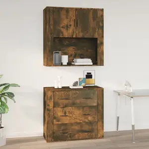 vidaXL Armoire murale Chêne fumé 80x33x80 cm Bois d'ingénierie pas cher