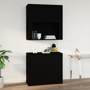 Comparateur de prix : vidaXL Armoire murale Noir 80x33x80 cm Bois d'ingénierie
