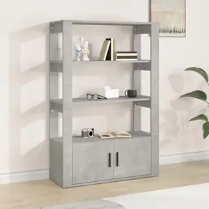 vidaXL Buffet Gris béton 80x30x119,5 cm Bois d'ingénierie pas cher