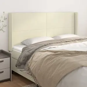 vidaXL Tête de lit avec oreilles Crème 183x16x118/128 cm Similicuir pas cher