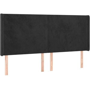vidaXL Tête de lit avec oreilles Noir 203x16x118/128 cm Velours pas cher