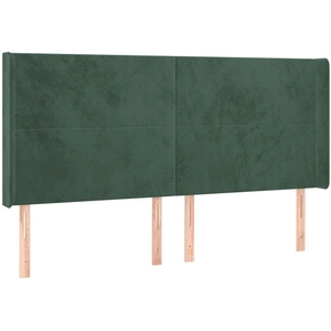 vidaXL Tête de lit avec oreilles Vert foncé 203x16x118/128 cm Velours pas cher