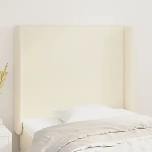 vidaXL Tête de lit avec oreilles Crème 93x16x118/128 cm Similicuir pas cher