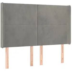 vidaXL Tête de lit avec oreilles Gris clair 147x16x118/128 cm Velours pas cher