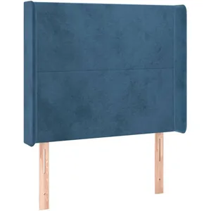 vidaXL Tête de lit avec oreilles Bleu foncé 103x16x118/128 cm Velours pas cher