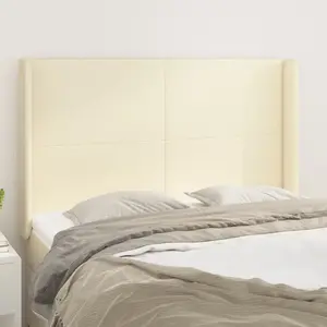 vidaXL Tête de lit avec oreilles Crème 147x16x118/128 cm Similicuir pas cher