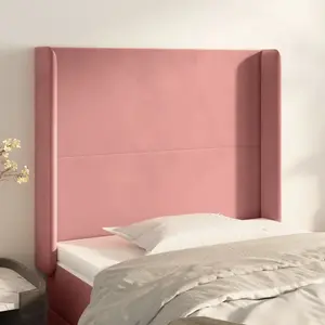 vidaXL Tête de lit avec oreilles Rose 93x16x118/128 cm Velours pas cher