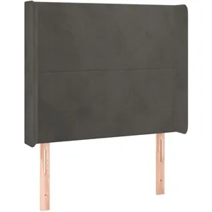 vidaXL Tête de lit avec oreilles Gris foncé 93x16x118/128 cm Velours pas cher