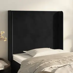 vidaXL Tête de lit avec oreilles Noir 103x16x118/128 cm Velours pas cher