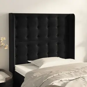 vidaXL Tête de lit avec oreilles Noir 103x16x118/128 cm Velours pas cher