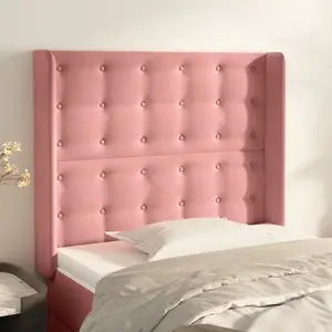 vidaXL Tête de lit avec oreilles Rose 103x16x118/128 cm Velours pas cher