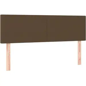vidaXL Tête de lit à LED Marron Foncé 144x5x78/88 cm Tissu pas cher