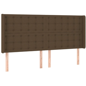 vidaXL Tête de lit avec oreilles Marron foncé 203x16x118/128 cm Tissu pas cher
