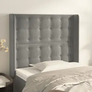 vidaXL Tête de lit avec oreilles Gris clair 83x16x118/128 cm Velours pas cher