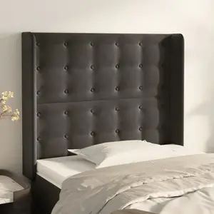 vidaXL Tête de lit avec oreilles Gris foncé 83x16x118/128 cm Velours pas cher