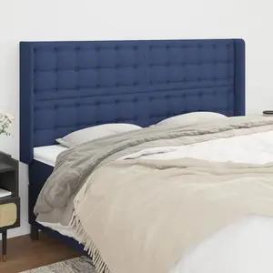 vidaXL Tête de lit avec oreilles Bleu 183x16x118/128 cm Tissu pas cher