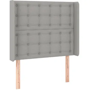 vidaXL Tête de lit avec oreilles Gris clair 93x16x118/128 cm Tissu pas cher