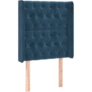 Comparateur de prix : vidaXL Tête de lit avec oreilles Bleu foncé 147x16x118/128 cm Velours